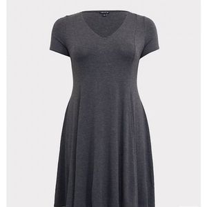 Torrid grey fluted jersey dress sz0